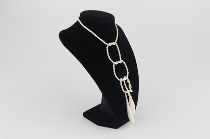 Mammoth Ivory Beaded Lariat Necklace