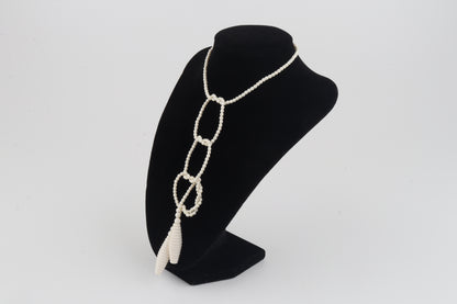 Mammoth Ivory Beaded Lariat Necklace