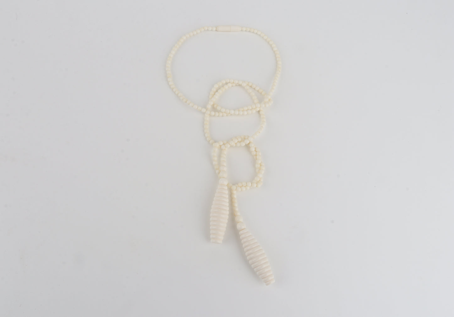 Mammoth Ivory Beaded Lariat Necklace