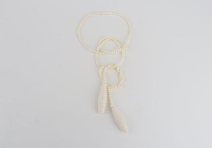 Mammoth Ivory Beaded Lariat Necklace