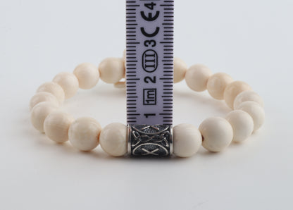 Mammoth Ivory & Sterling Silver Skull Bracelet
