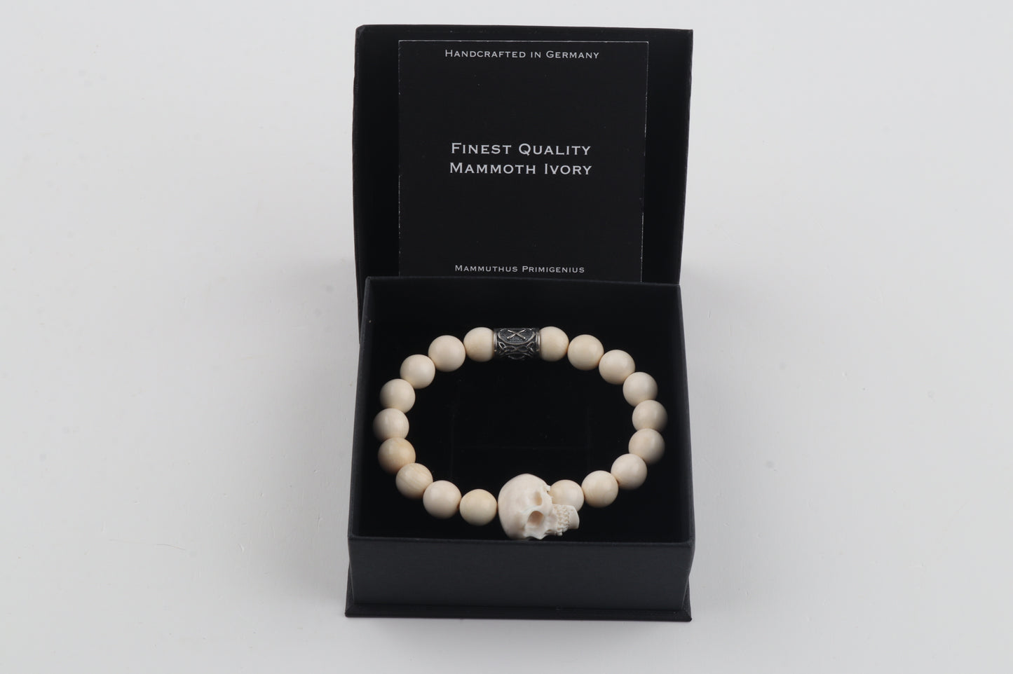 Mammoth Ivory & Sterling Silver Skull Bracelet