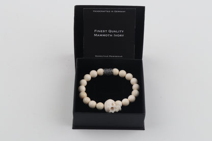 Mammoth Ivory & Sterling Silver Skull Bracelet