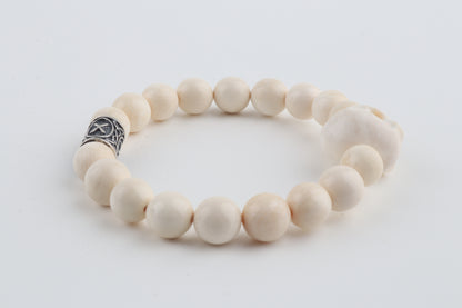 Mammoth Ivory & Sterling Silver Skull Bracelet