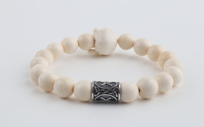 Mammoth Ivory & Sterling Silver Skull Bracelet