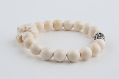 Mammoth Ivory & Sterling Silver Skull Bracelet