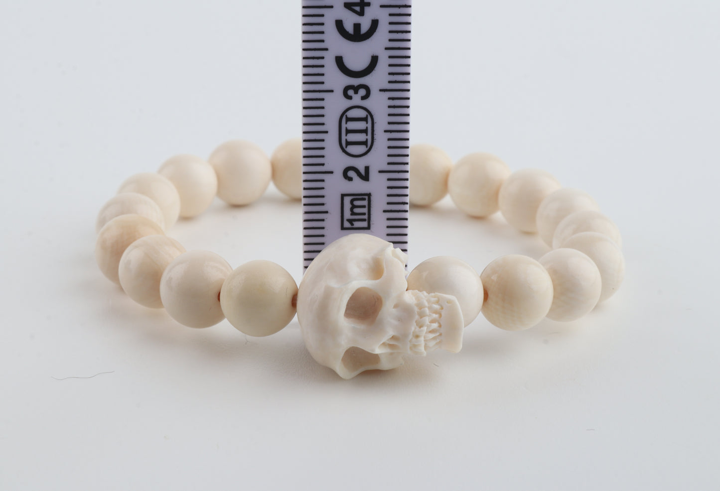 Mammoth Ivory & Sterling Silver Skull Bracelet