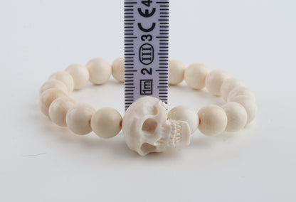 Mammoth Ivory & Sterling Silver Skull Bracelet