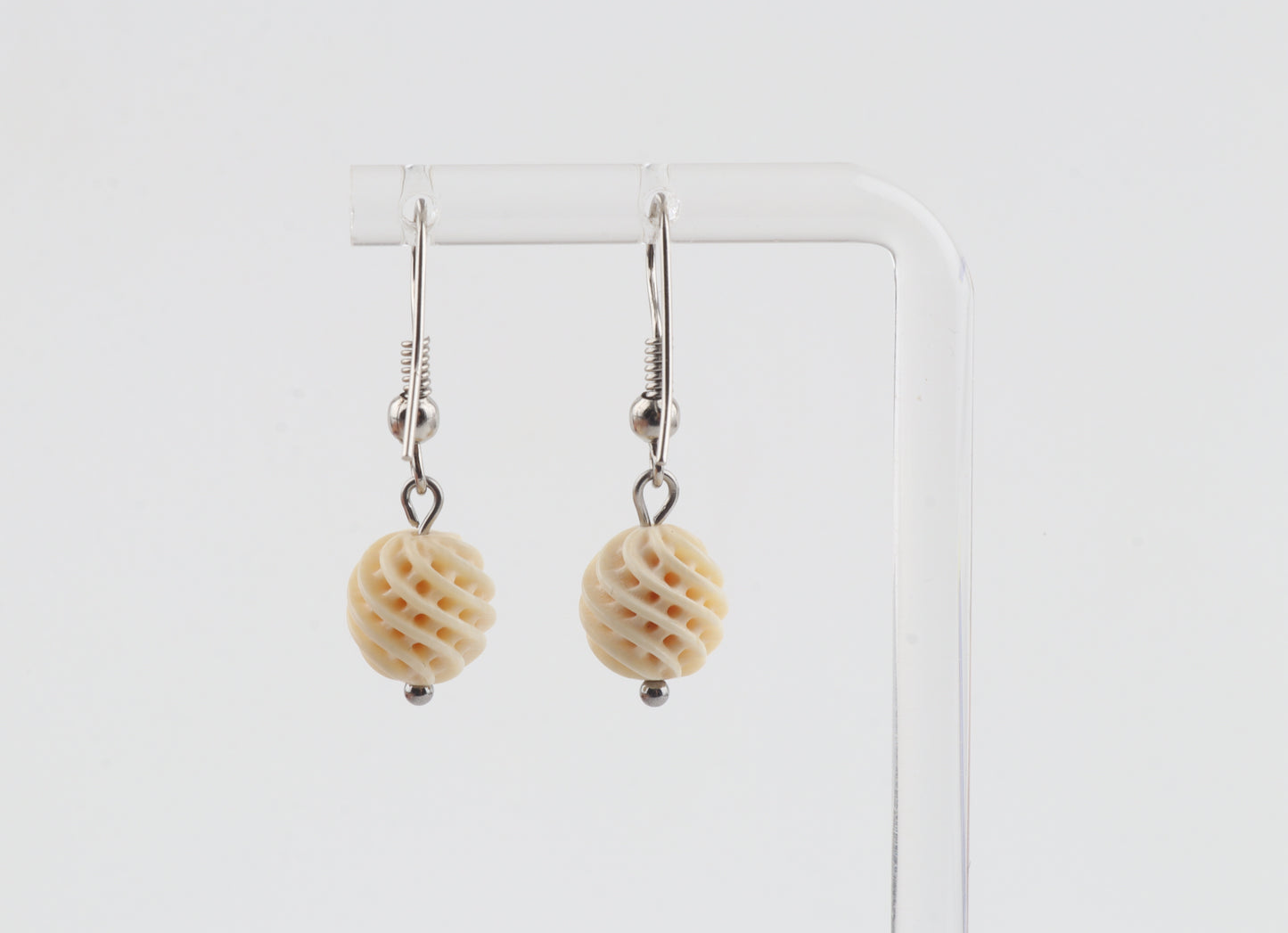 Carved Mammoth Ivory Drop Earrings