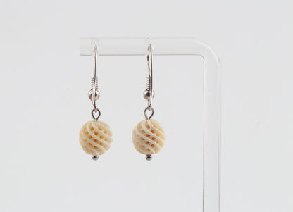Carved Mammoth Ivory Drop Earrings