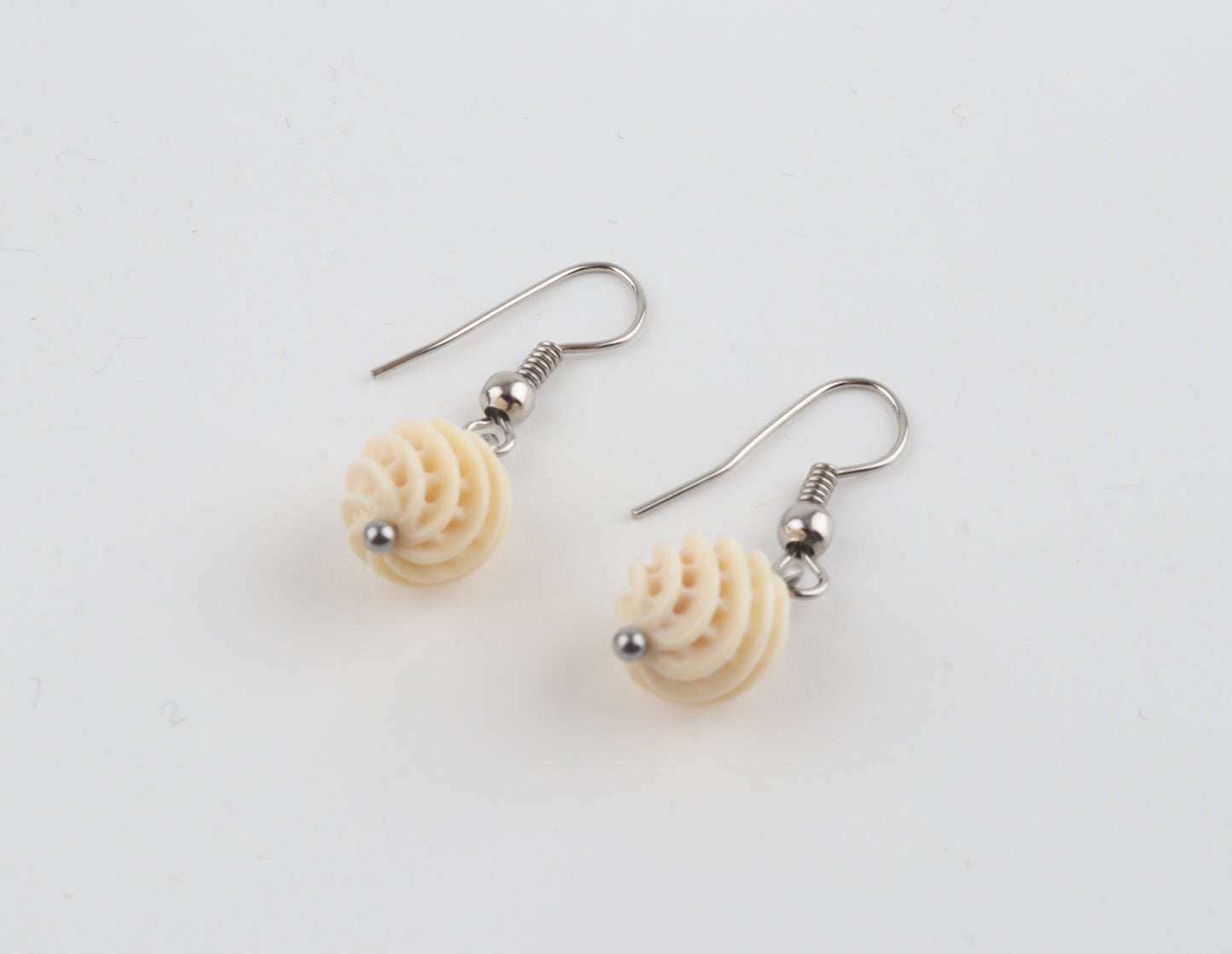Carved Mammoth Ivory Drop Earrings