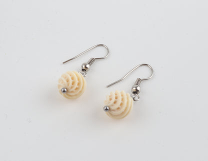Carved Mammoth Ivory Drop Earrings