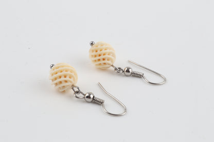 Carved Mammoth Ivory Drop Earrings