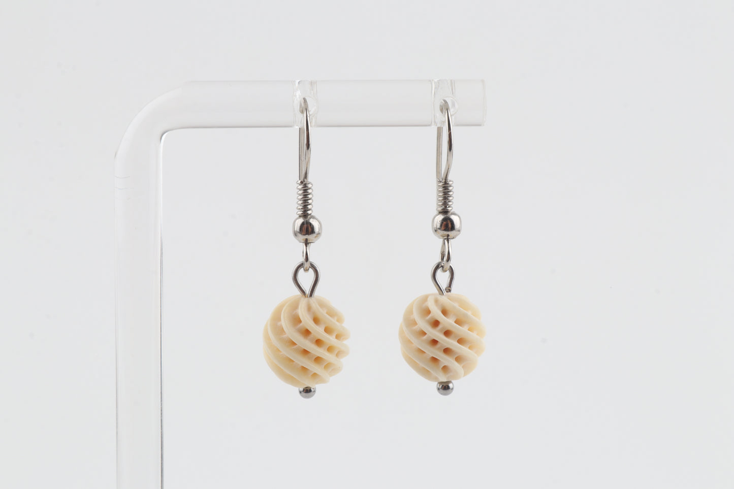 Carved Mammoth Ivory Drop Earrings