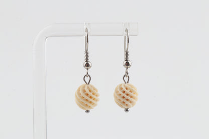 Carved Mammoth Ivory Drop Earrings