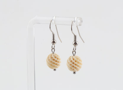 Carved Mammoth Ivory Drop Earrings