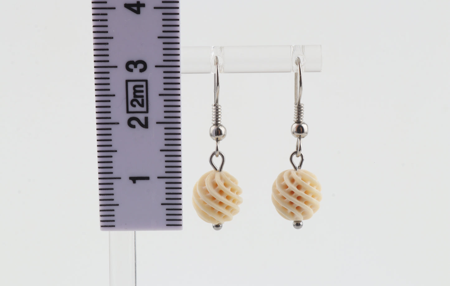 Carved Mammoth Ivory Drop Earrings