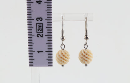 Carved Mammoth Ivory Drop Earrings
