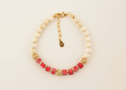 Pink Electric Mammoth Ivory Bracelet
