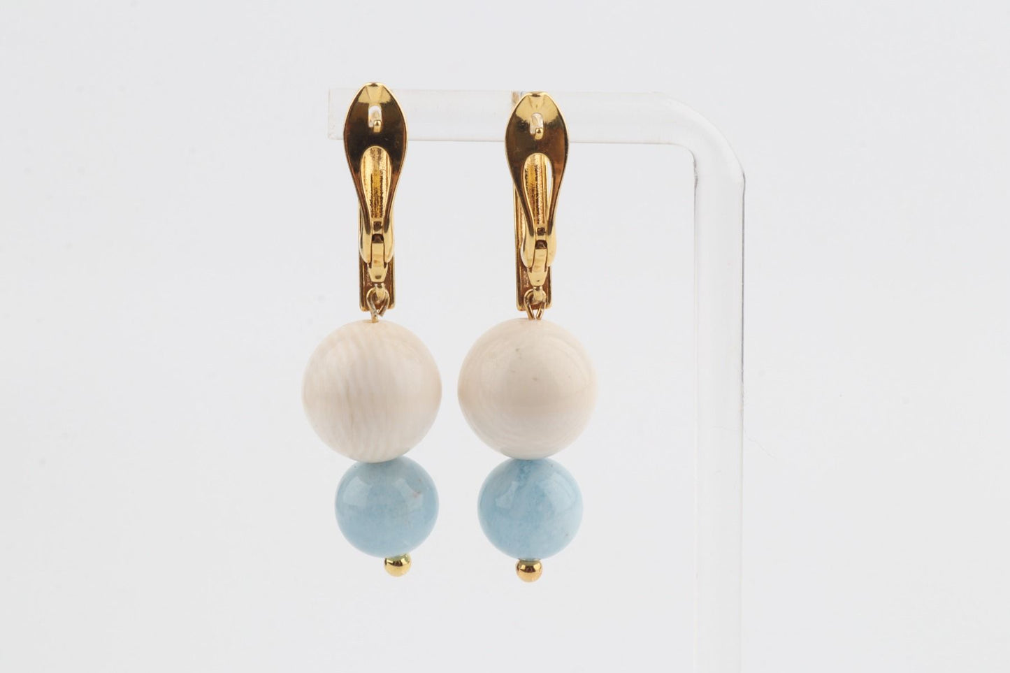 Mammoth Ivory & Aquamarine Drop Earrings