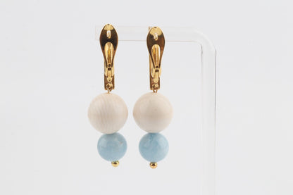 Mammoth Ivory & Aquamarine Drop Earrings