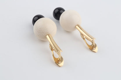 Mammoth Ivory & Agate Drop Earrings