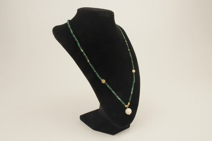 Faceted Malachite & Mammoth Ivory Necklace