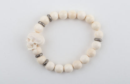 Mammoth Ivory Skull Bead Bracelet