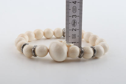 Mammoth Ivory Skull Bead Bracelet