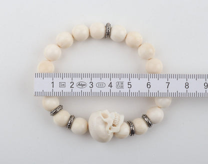 Mammoth Ivory Skull Bead Bracelet