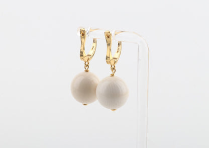Medium New Pearl Mammoth Ivory Earrings