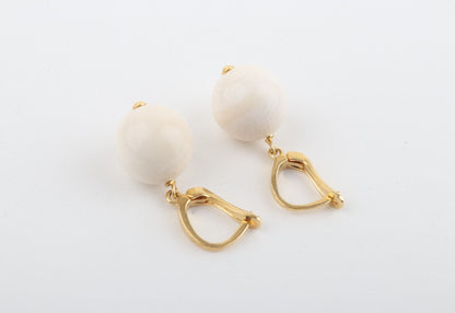 Medium New Pearl Mammoth Ivory Earrings
