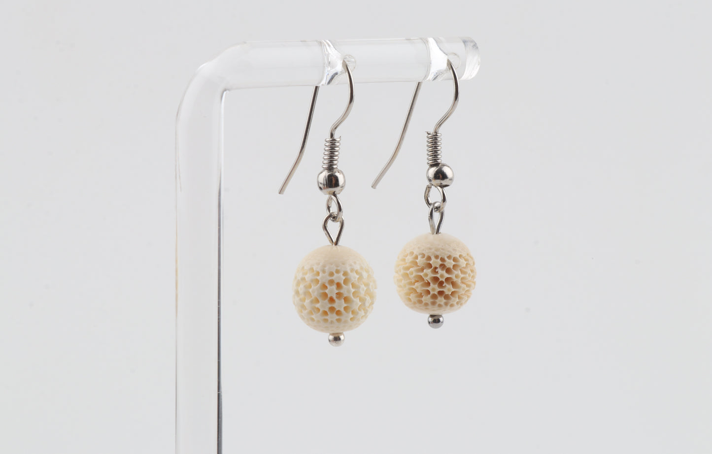 Carved Mammoth Ivory Drop Earrings