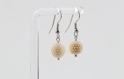 Carved Mammoth Ivory Drop Earrings
