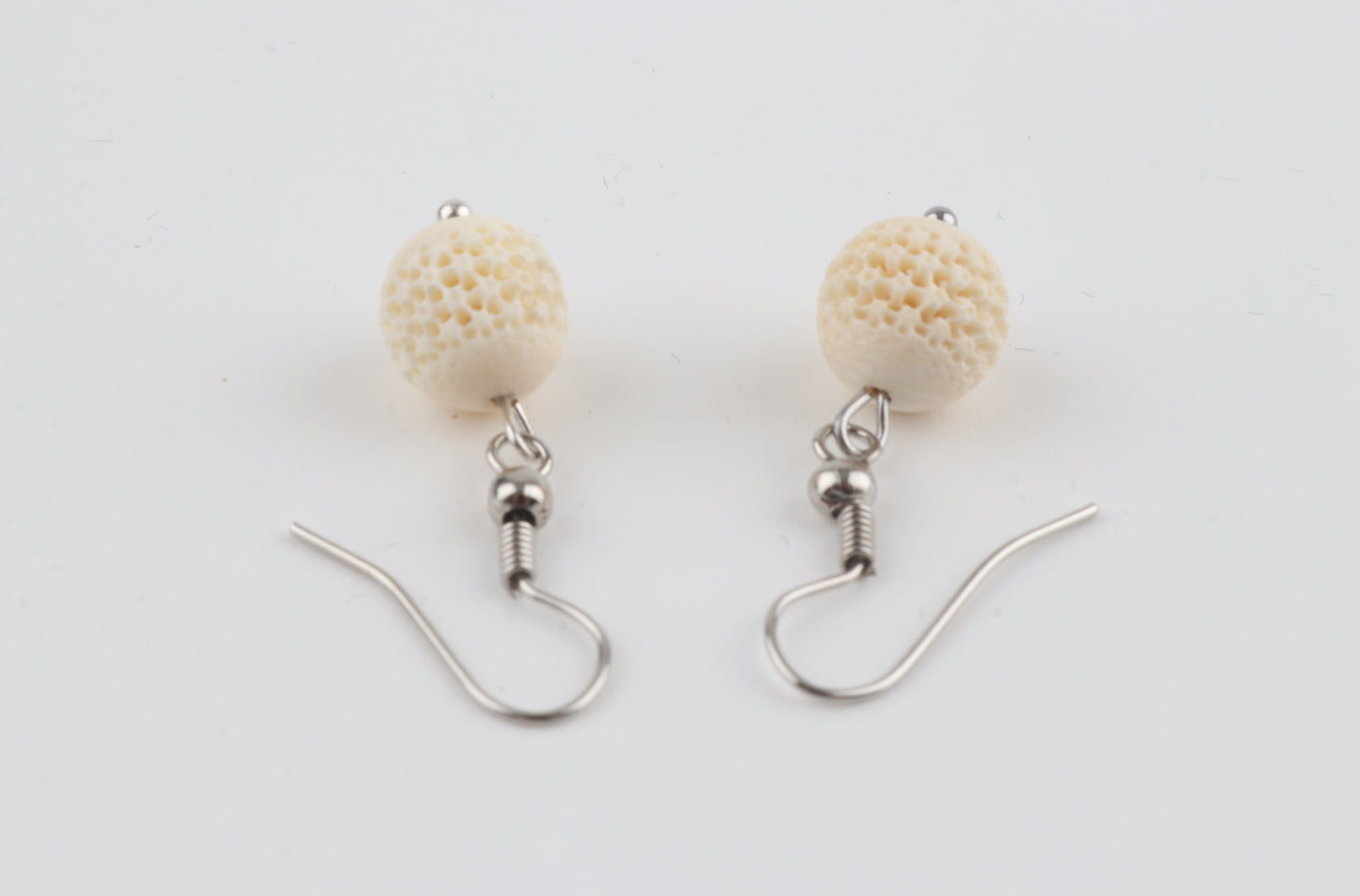 Carved Mammoth Ivory Drop Earrings