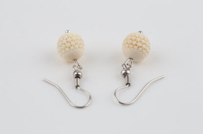 Carved Mammoth Ivory Drop Earrings