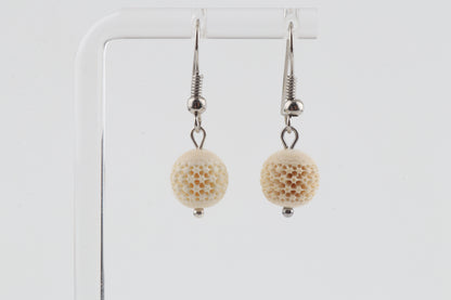 Carved Mammoth Ivory Drop Earrings