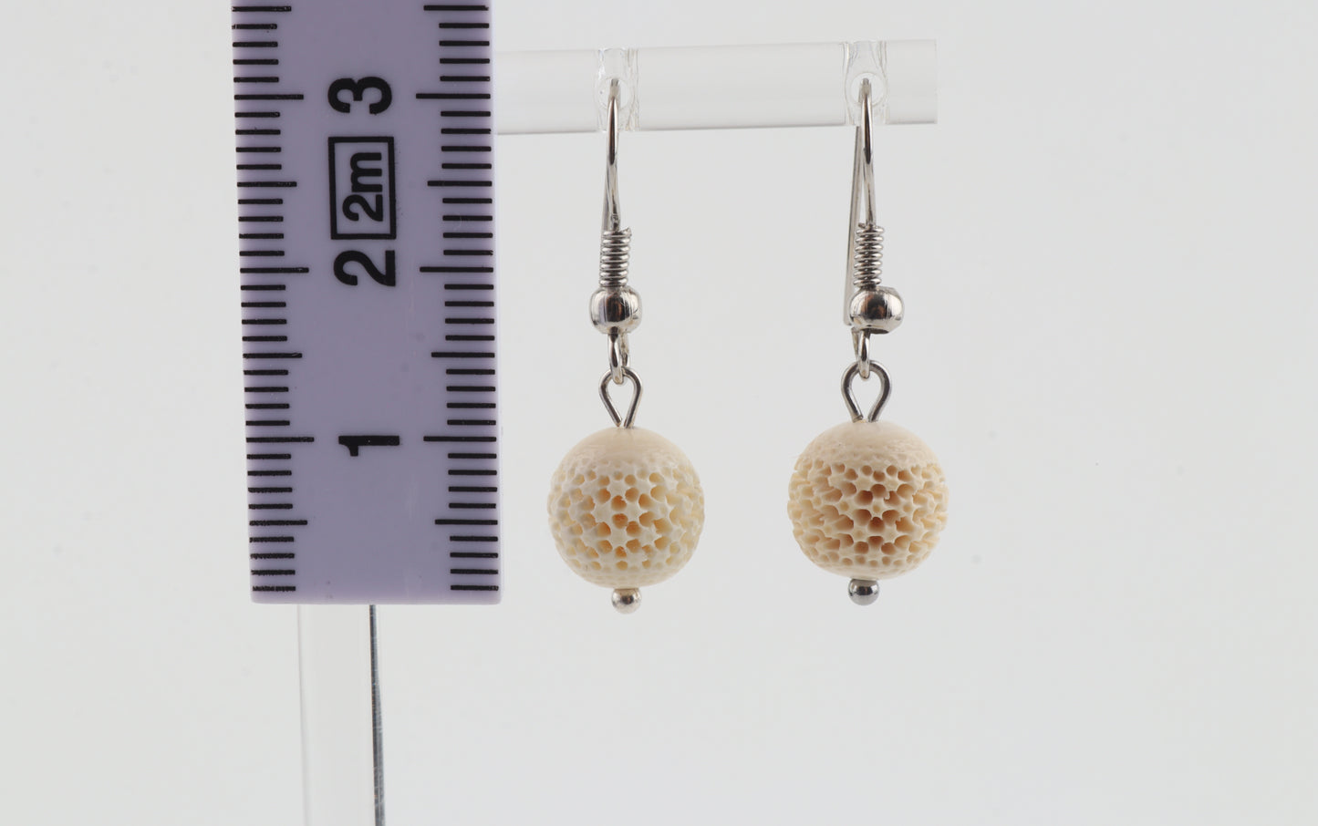 Carved Mammoth Ivory Drop Earrings