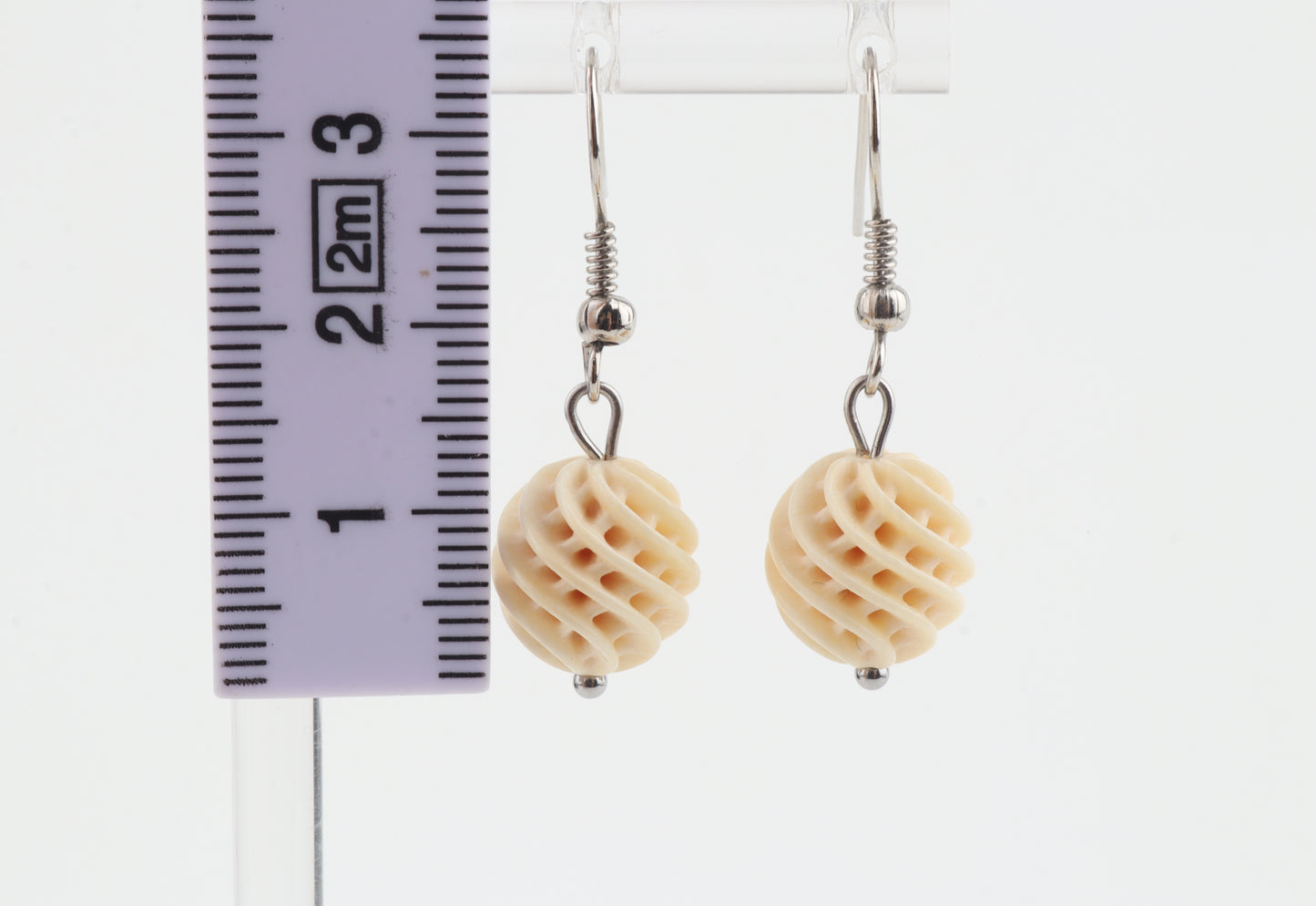 Carved Mammoth Ivory Drop Earrings