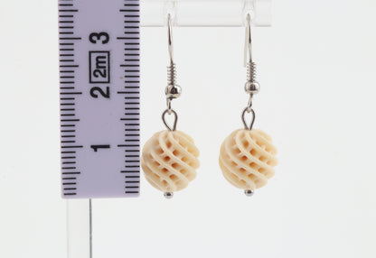 Carved Mammoth Ivory Drop Earrings