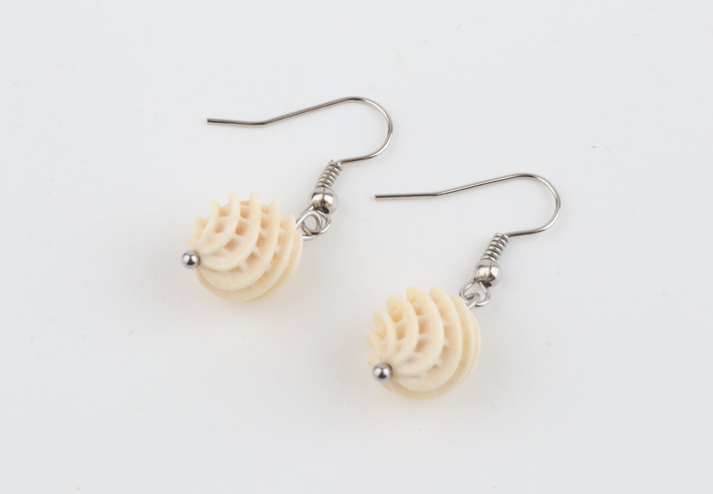 Carved Mammoth Ivory Drop Earrings