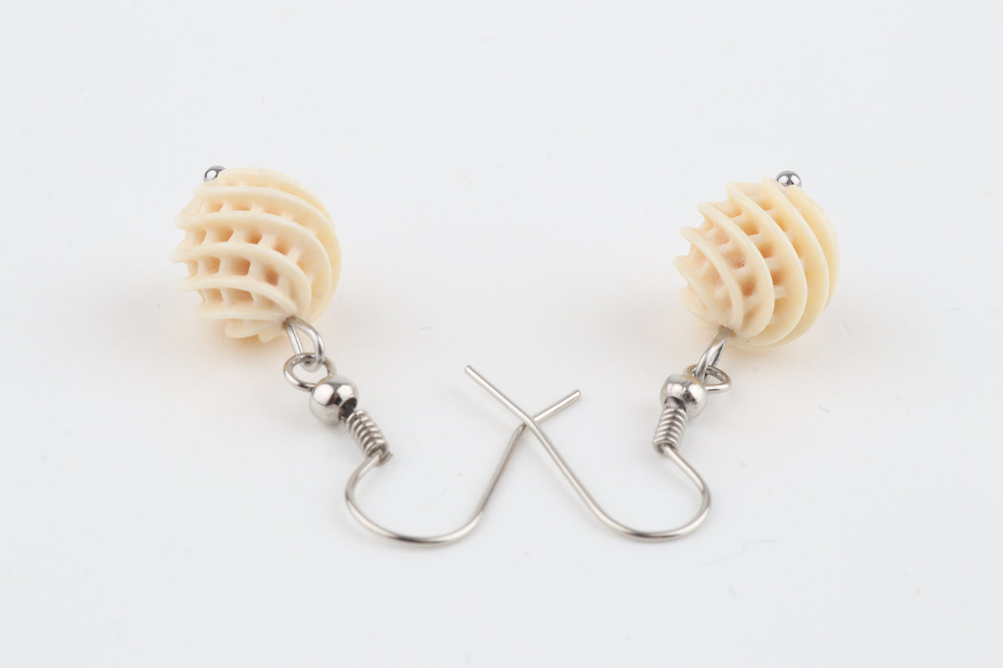 Carved Mammoth Ivory Drop Earrings