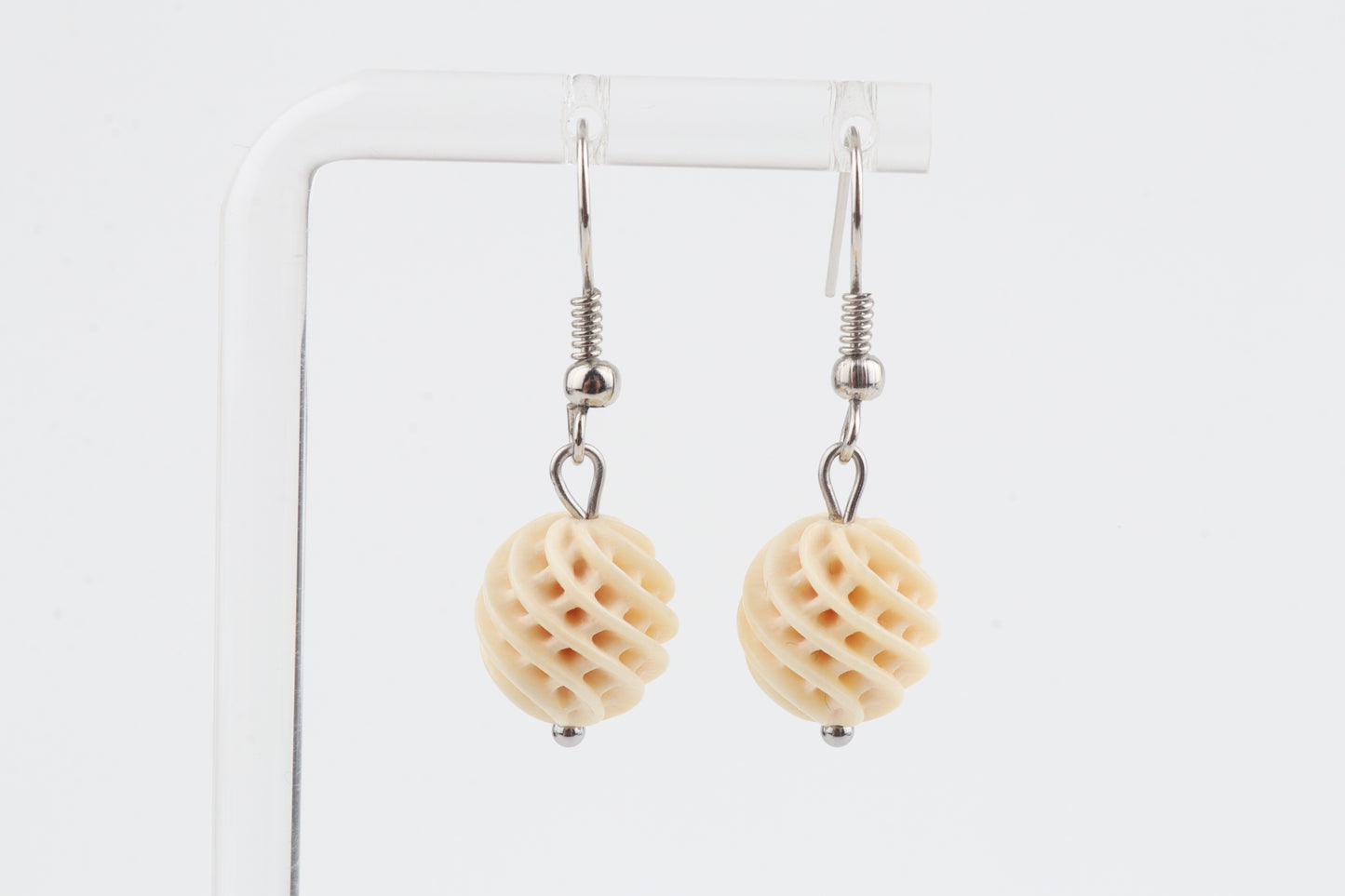 Carved Mammoth Ivory Drop Earrings