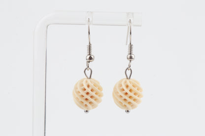 Carved Mammoth Ivory Drop Earrings