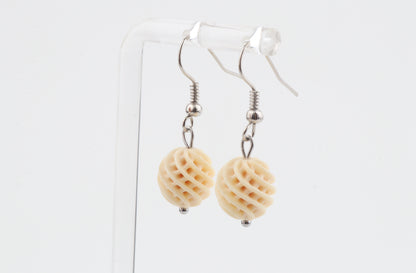 Carved Mammoth Ivory Drop Earrings