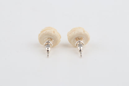 Mammoth Ivory Mini Rose Stud Earrings