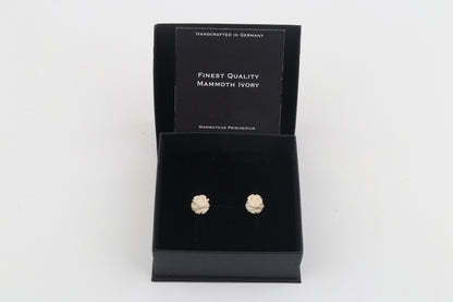 Mammoth Ivory Mini Rose Stud Earrings