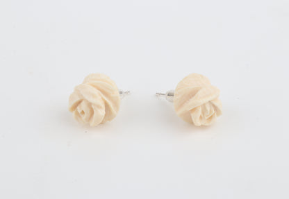 Mammoth Ivory Mini Rose Stud Earrings