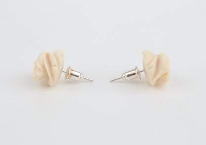Mammoth Ivory Mini Rose Stud Earrings