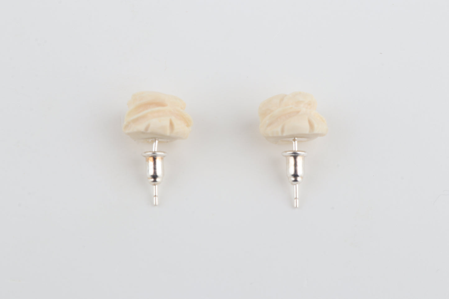 Mammoth Ivory Mini Rose Stud Earrings